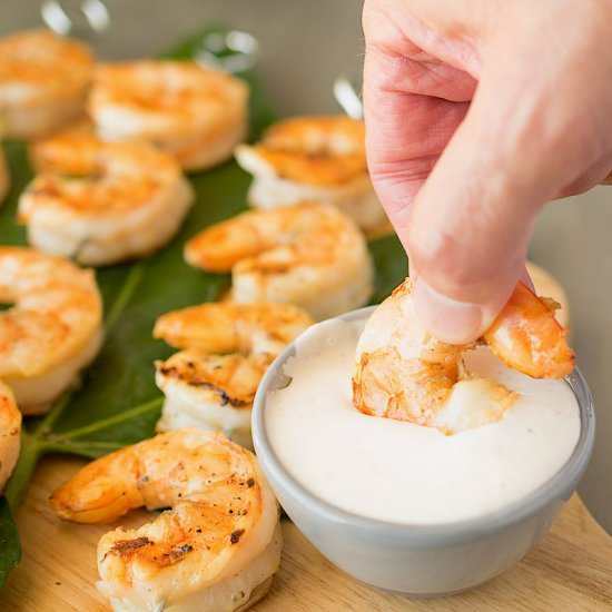 Grilled Shrimp w/ Ginger Lemon Sauce