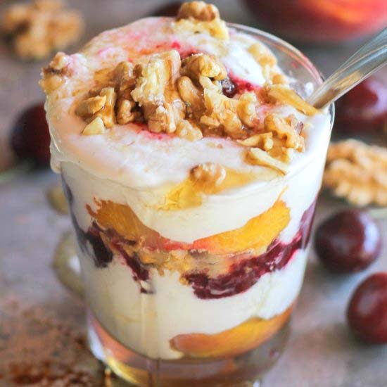 Roasted Peach & Cherry Parfaits