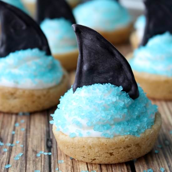 Marshmallow Shark Fin Cookie Cups