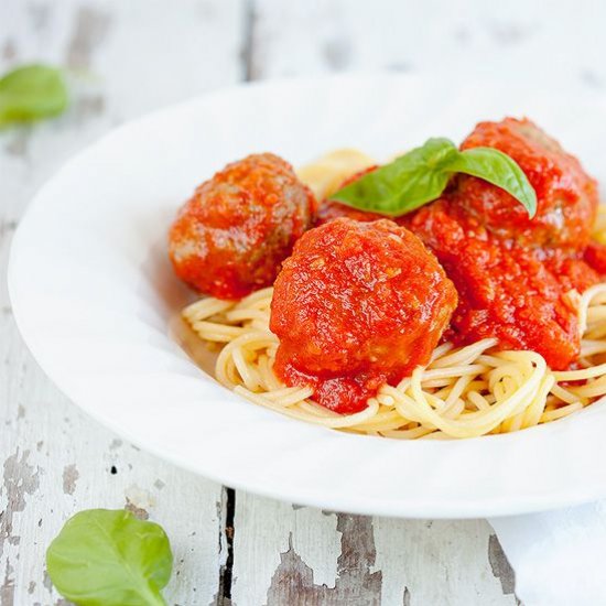 Spaghetti with Mozzarella Meatballs