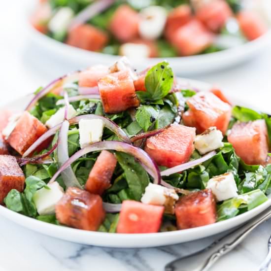 Watermelon Feta Spinach Salad