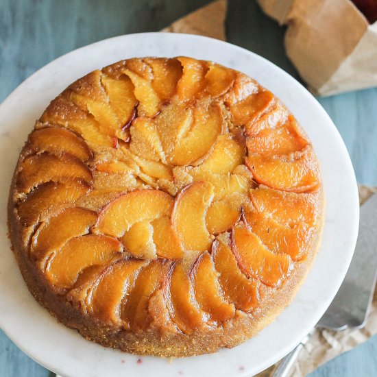 Peach Cornmeal Upside Down Cake