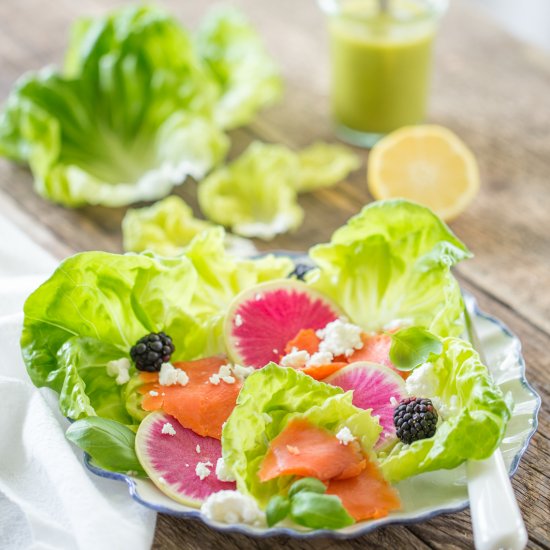 Salmon, Watermelon Radish Salad