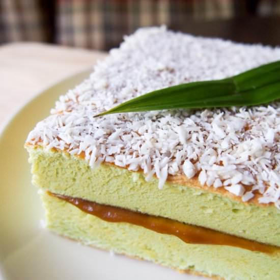 Pandan Coconut Cake with Kaya