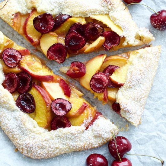 Peach and Cherry Galette