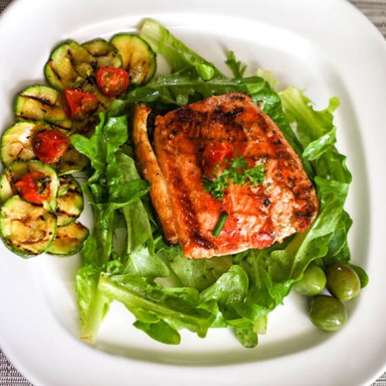 Grilled Salmon and Zucchini