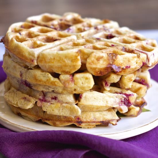 Lemon Raspberry Goat Cheese Waffles