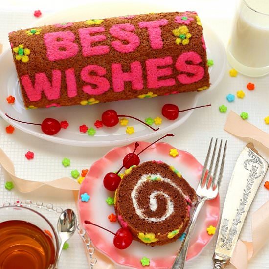 Best Wishes Chocolate Roll Cake