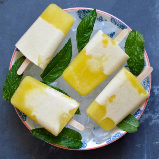 Mango Coulis and Cream Ice Lollies