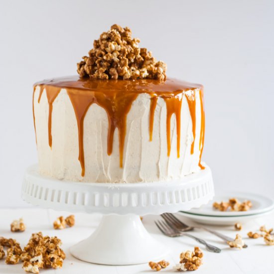 Vanilla Bean, Peach, & Caramel Cake