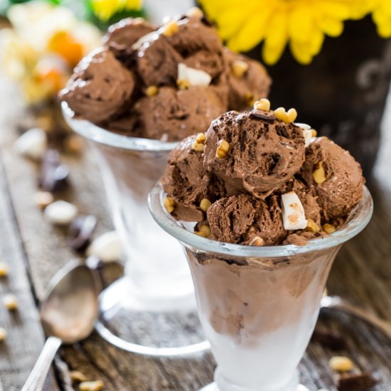 Homemade Rocky Road Ice Cream