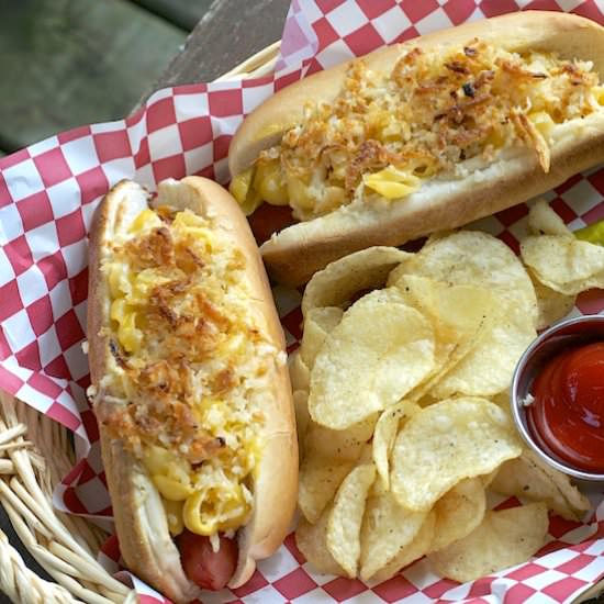 Crunchy Mac & Cheese Dogs