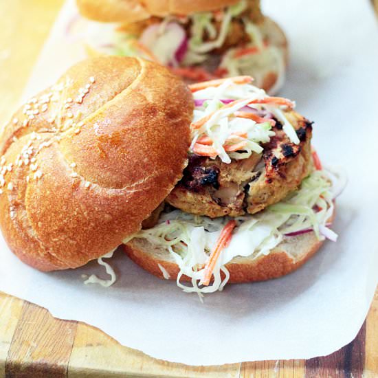 Tuna Burgers with Wasabi Slaw