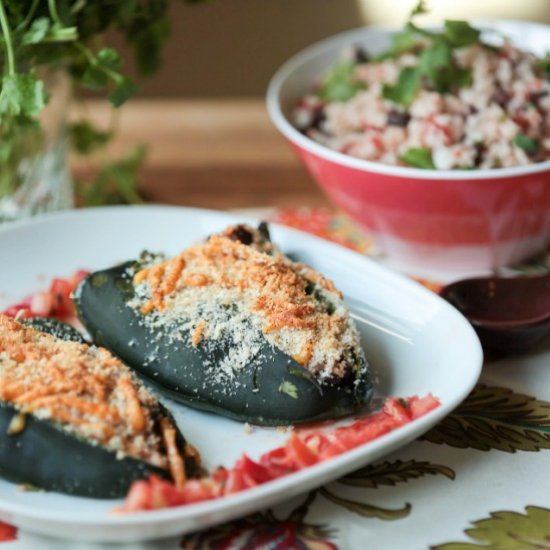 Mexican Rice Beans Stuffed Poblano