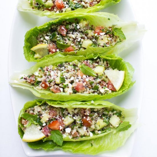 Mediterranean Quinoa Lettuce Boats