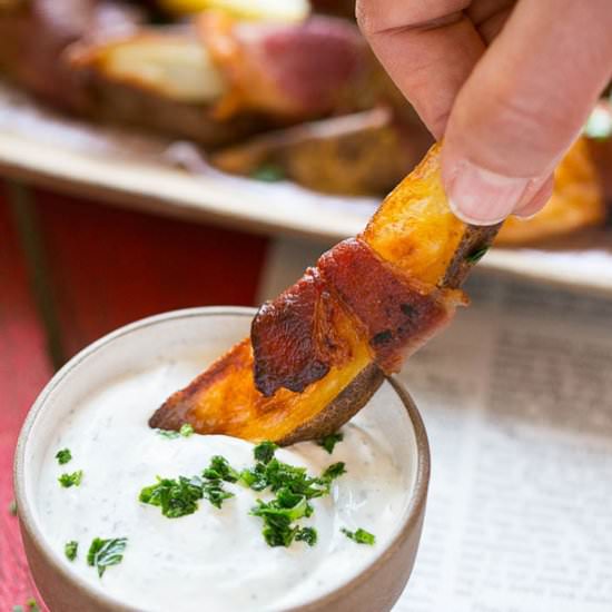 Bacon Wrapped Potato Wedges