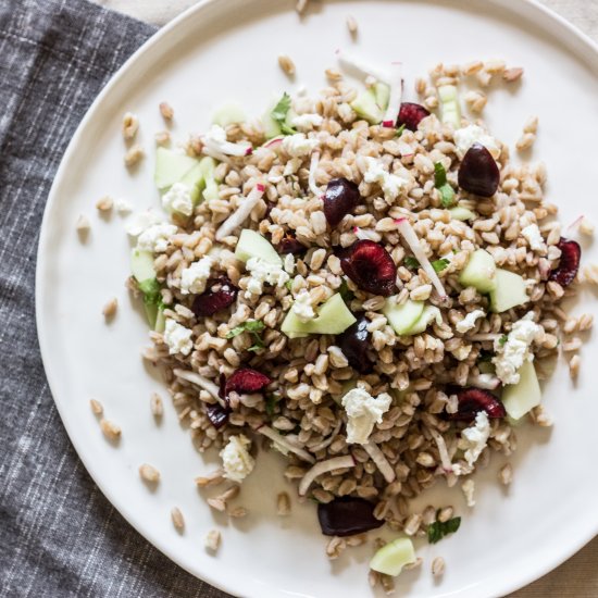 Cherry and Goat Cheese Farro Salad