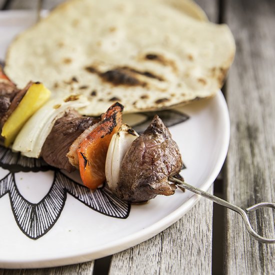 Beef Skewers with Bacon