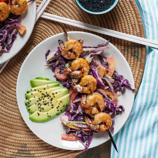 Grilled Shrimp with Sesame Slaw