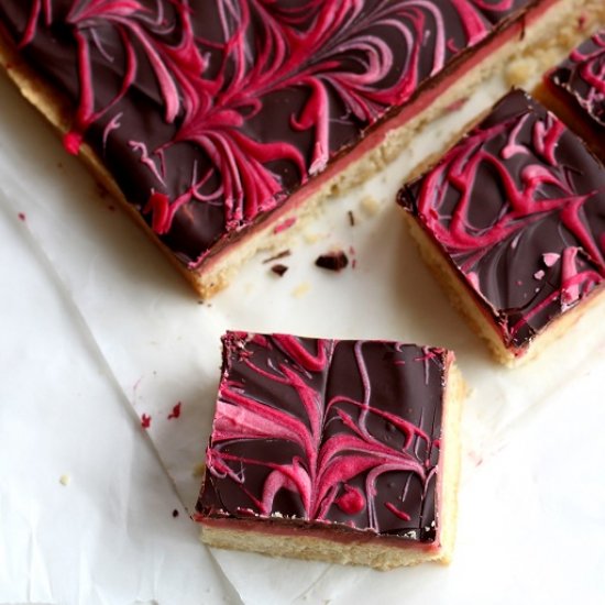 Raspberry Millionaires Shortbread