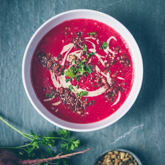 Beet Soup, Tahini & Pine Nut Zaatar