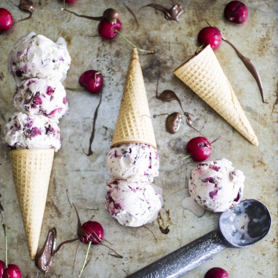 Homemade Cherry Nutella Ice Cream