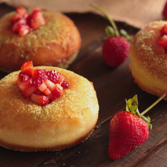 Strawberry Matcha Brioche Donuts