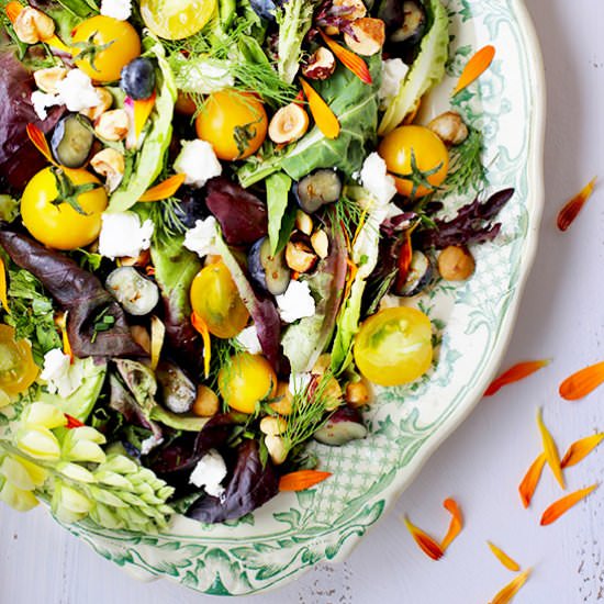 Fresh Herb and Edible Flower Salad