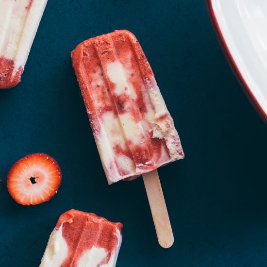 Thyme Strawberries and Cream Pops