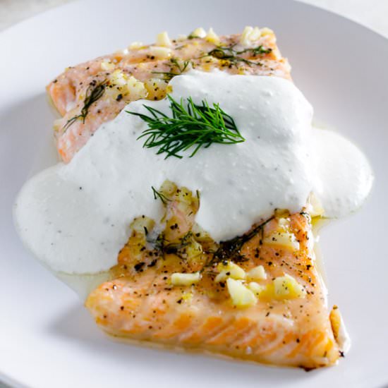 Lemon Dill Salmon with Feta Yogurt