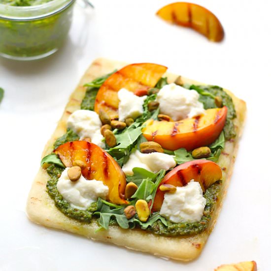 Grilled Peach Flatbread and Arugula