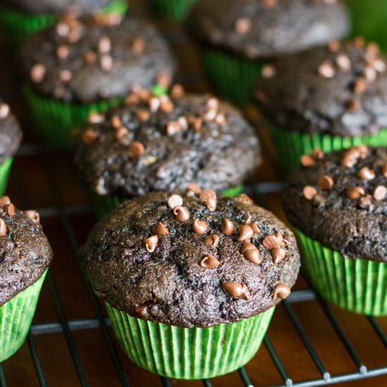 Double Chocolate Zucchini Muffins