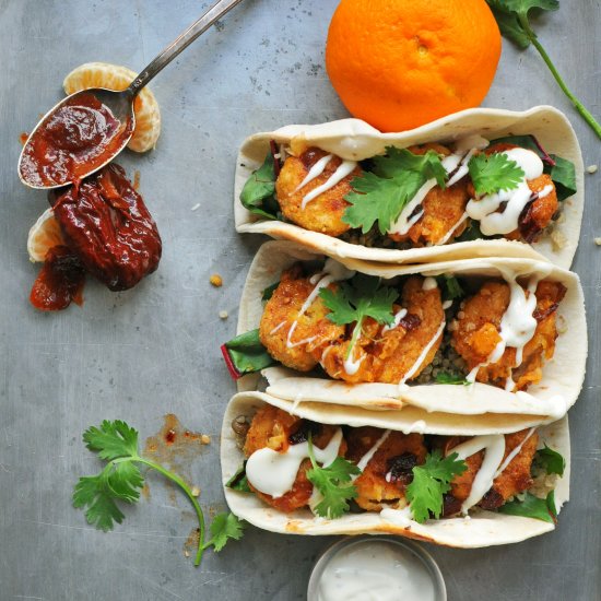 Crispy Honey Chipotle Shrimp Tacos