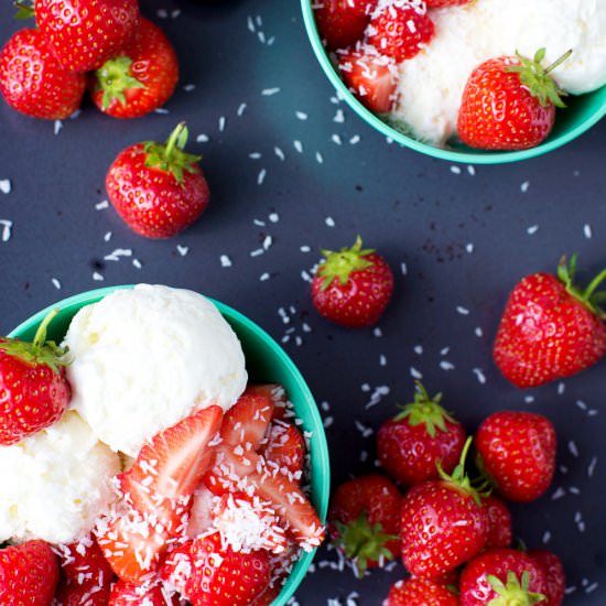 Strawberries and Coconut Ice Cream