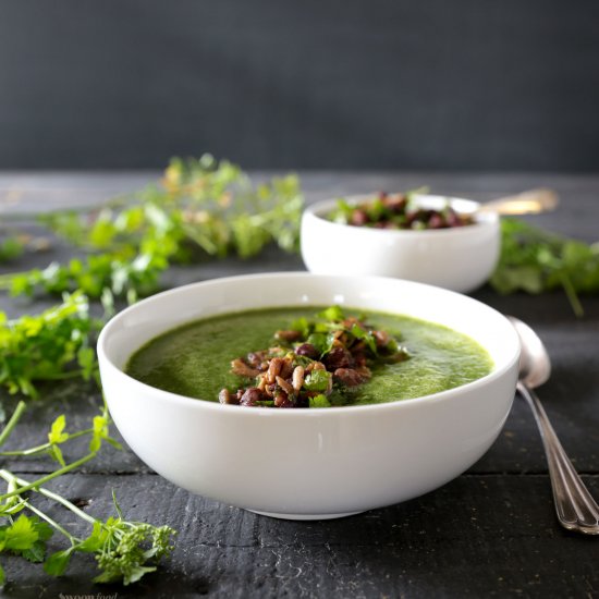 Green Soup with Adzuki Bean Topping