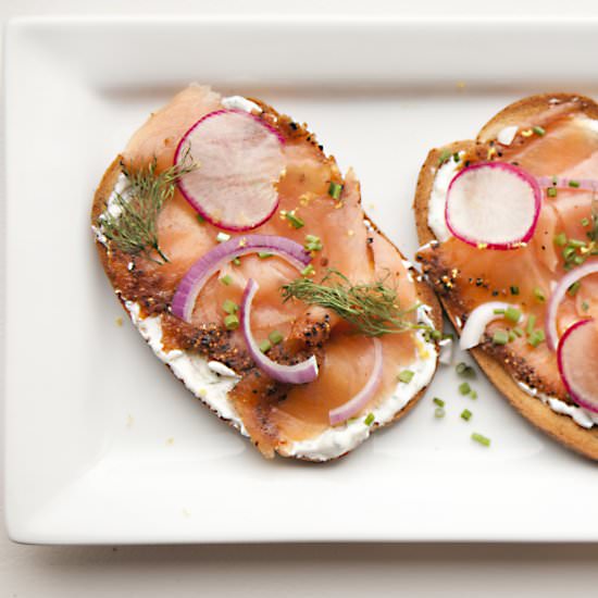 Open Faced Smoked Salmon Sandwich