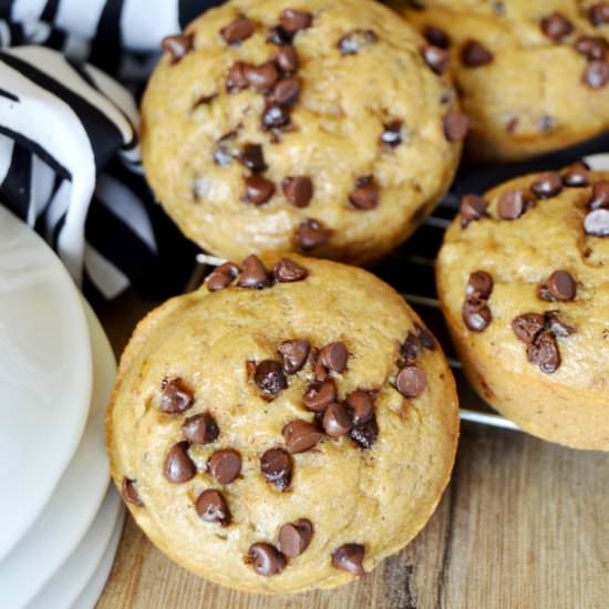 Skinny Banana Chocolate Chip Muffin