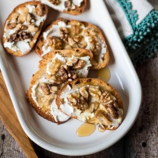 Honey-Walnut & Goat Cheese Crostini