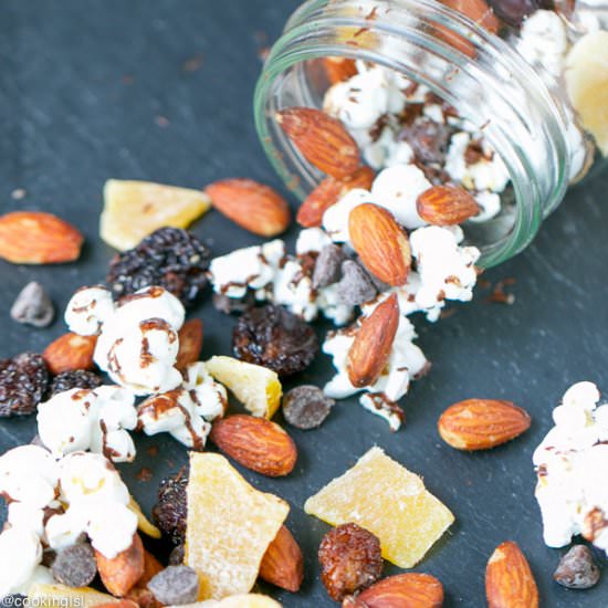 Chocolate Popcorn and Almond Trail mix