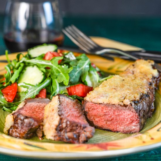 Horseradish-Crusted Strip Steaks