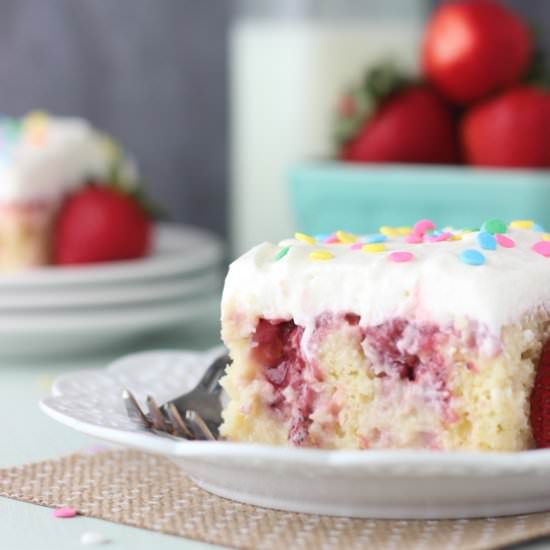 Strawberry Cheesecake Poke Cake