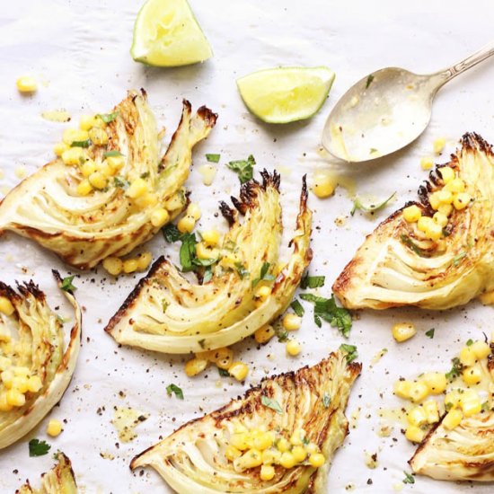 Cabbage Wedges with Spicy Corn