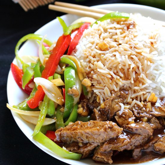 Chinese “peppersteak” with seitan