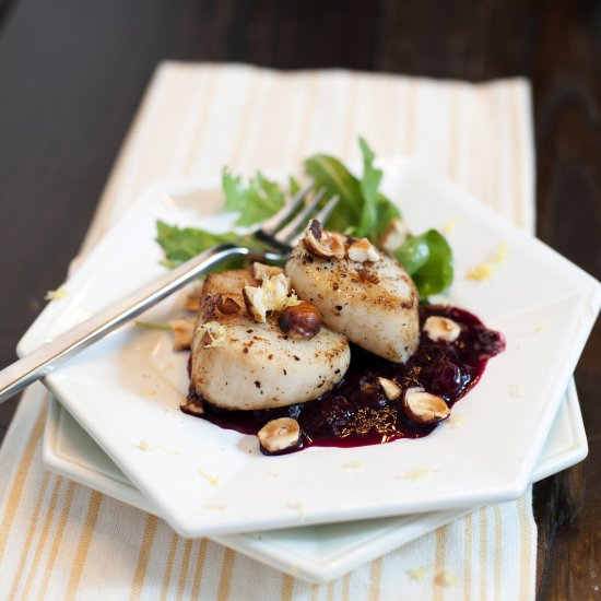 Seared Scallops & Blueberry Compote