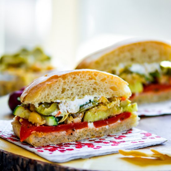 Vegetable and Chickpea Sandwich