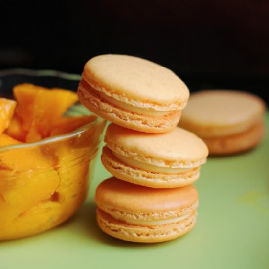 Mango White Chocolate Macarons