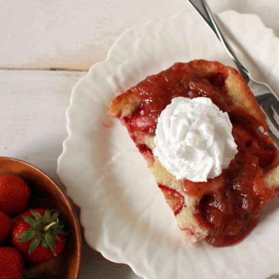 Strawberry Cobbler with Rhubarb Sauce