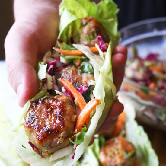 Thai Meatball Lettuce Wraps