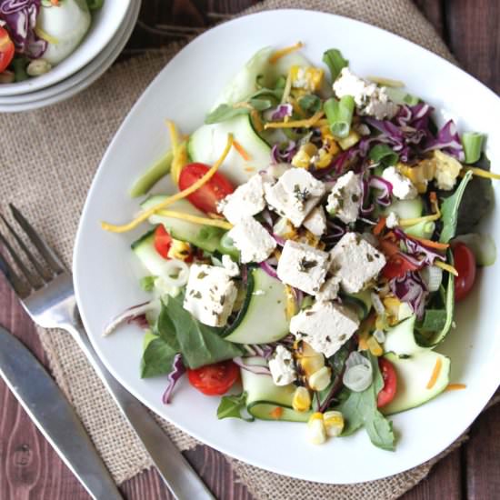 Zucchini Ribbon Salad with Tofu