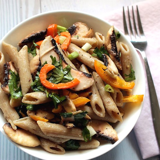 Fresh mushroom pasta salad